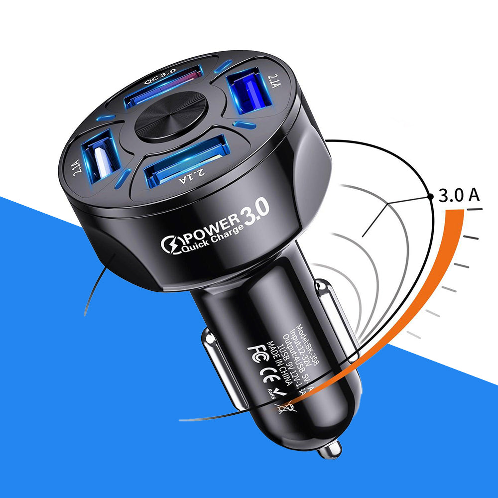 4 USB 3.0 LED Port Rapid Car Charger