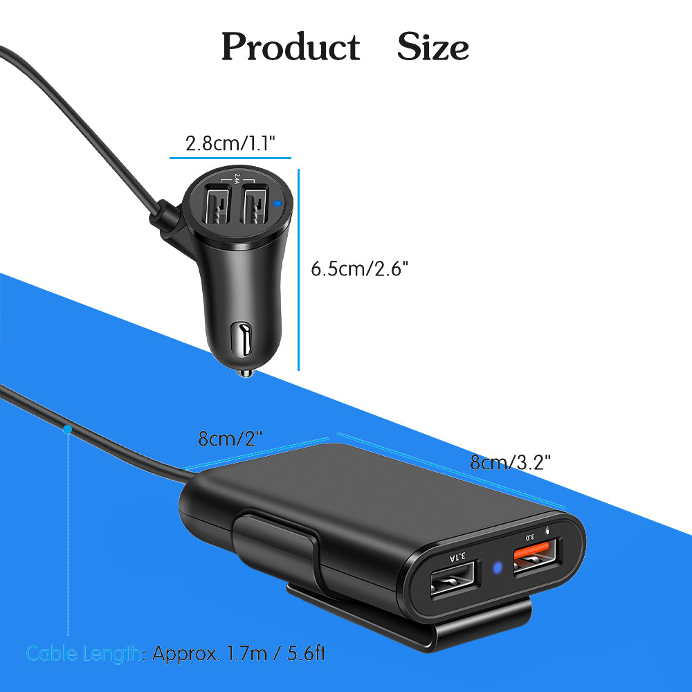 Smart USB 3.0 Quick Car Charger With A Clip