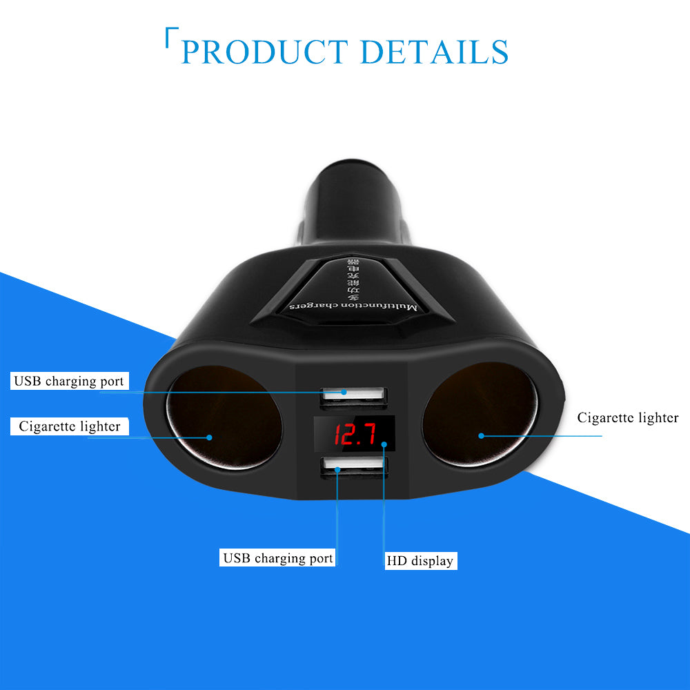 3.1A USB Car Charger with Cigarette Lighter Socket