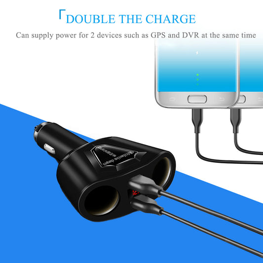 3.1A USB Car Charger with Cigarette Lighter Socket