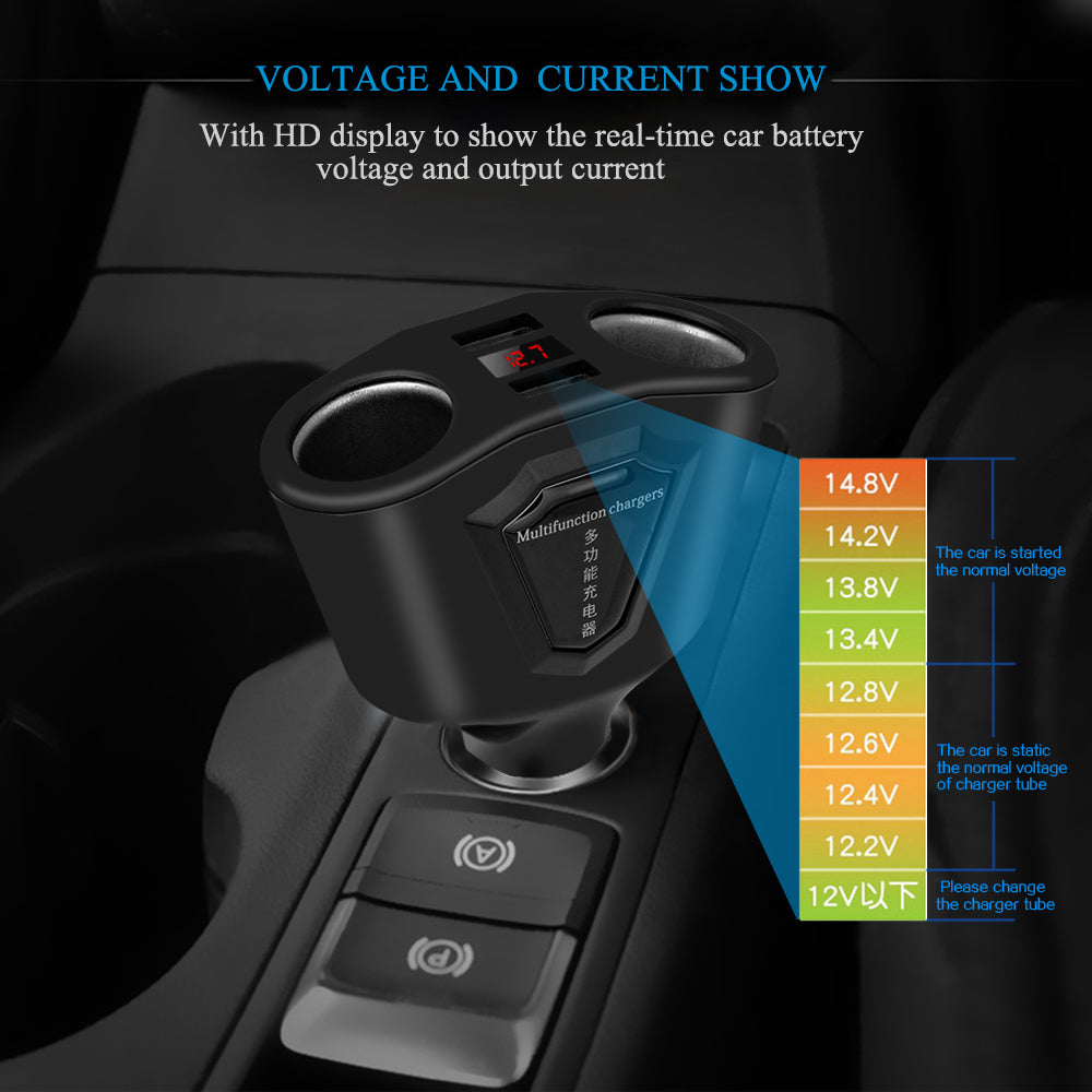 3.1A USB Car Charger with Cigarette Lighter Socket