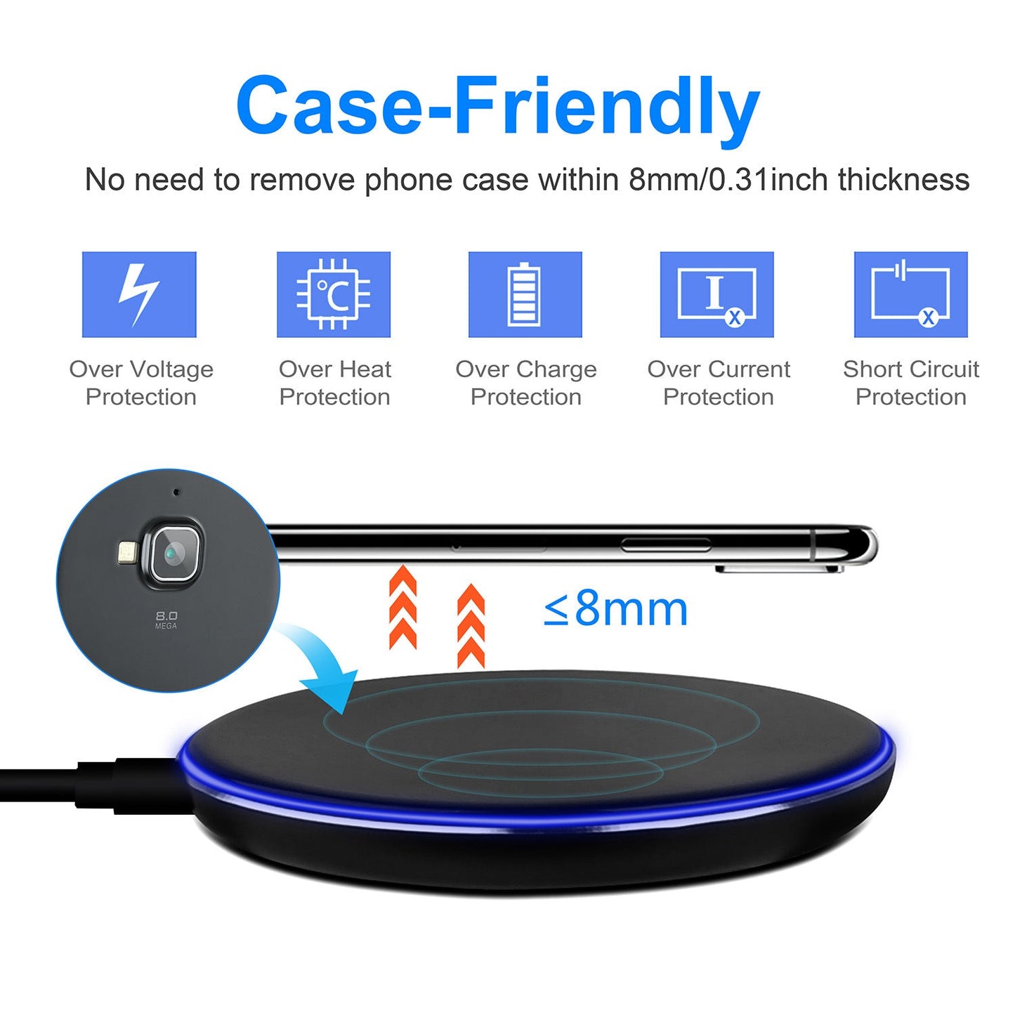 Wireless Charger Qi-Certified Ultra-Slim 5W Charging Pad for iPhone XS