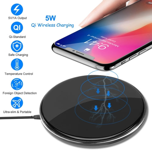 Wireless Charger Qi-Certified Ultra-Slim 5W Charging Pad for iPhone XS